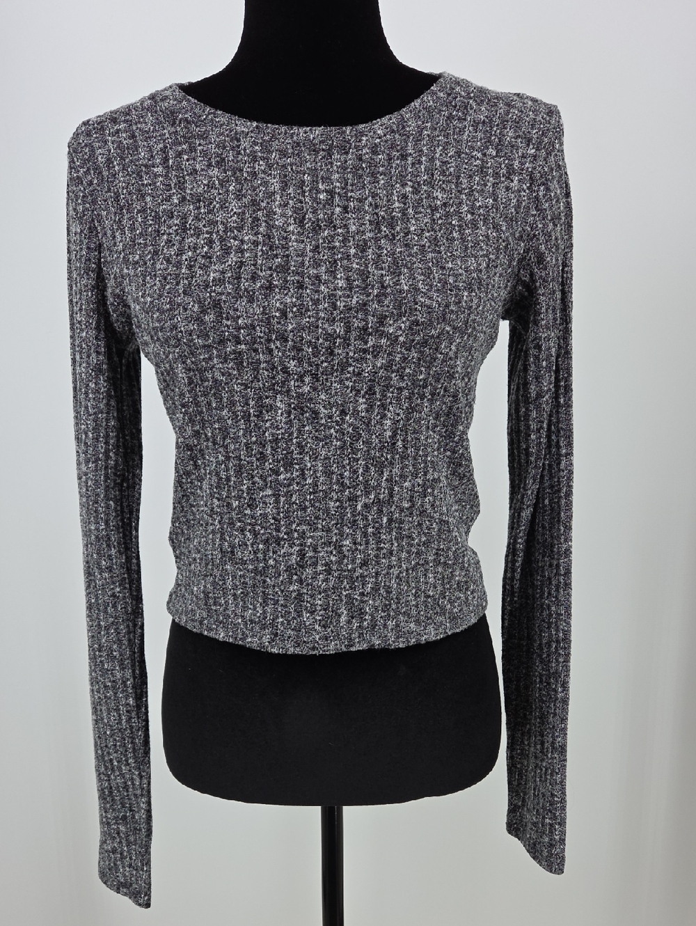 Abercrombie & Fitch Gray Ribbed Long Sleeve Sweater